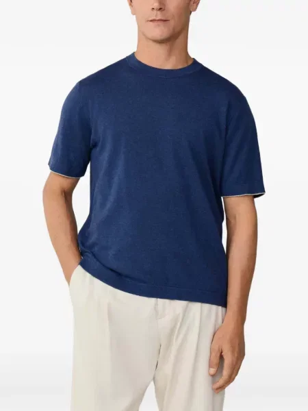 Scurt tricou Hackett London tricotate albastru