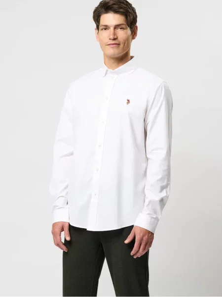 U.S. POLO ASSN. Cămașă UMCalvert maro / roșu alb