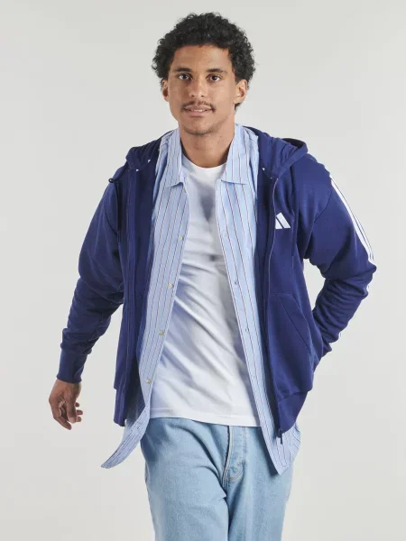 Geacă Adidas cu dungi din material terry albastru