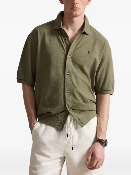 Къс риза Polo Ralph Lauren бродирана от рипсено кадифе виолетово