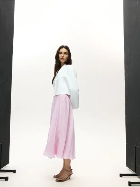 Reserved Fustă cu adaos de Lyocell roz-pastel roz