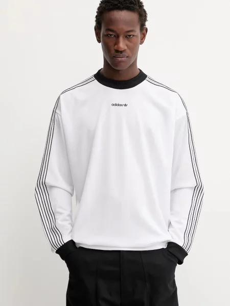 Tricou mânecă lungă Adidas Originals din jerseu alb