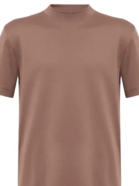 Tricou Eleventy cu decolteu rotund maro