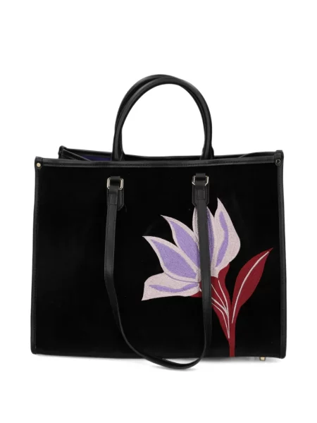 Βελούδινη φλοράλ τσάντα shopper My Best Bag μαύρο