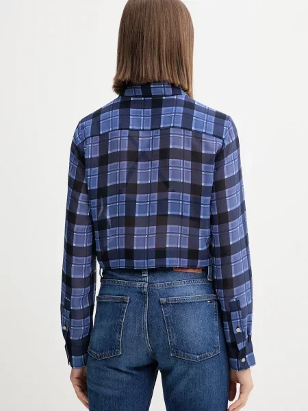 Košile Tommy Jeans tmavomodrá relaxed s klasickým límcem
