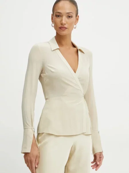 Patrizia Pepe cămașă de mătase bej