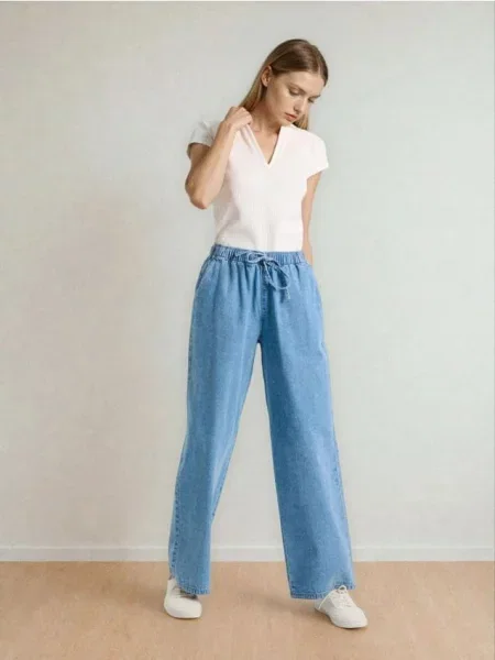 Джинси jogger wide-leg синій