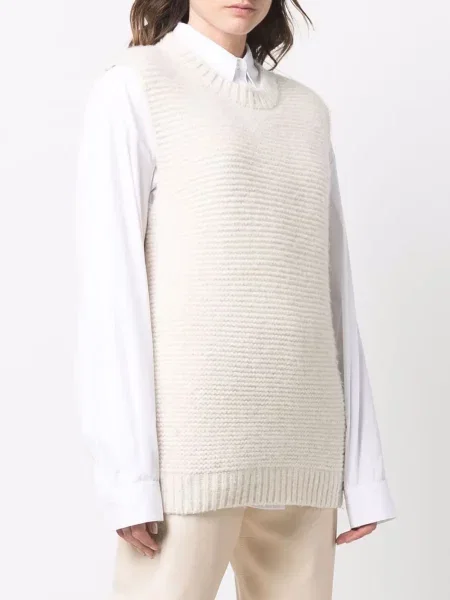 Pletená vesta Stella Mccartney s kulatým výstřihem bílá