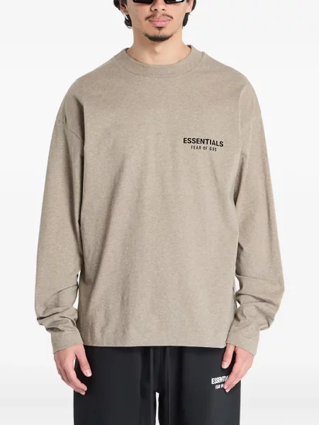 Tricou Fear Of God Essentials cu decolteu rotund lung gri