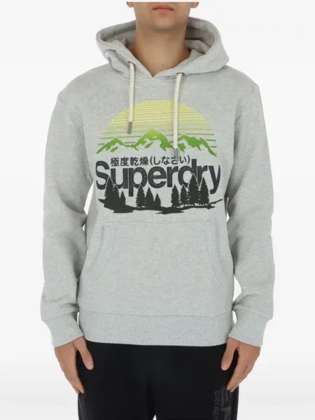 Суичър с качулка Superdry сиво