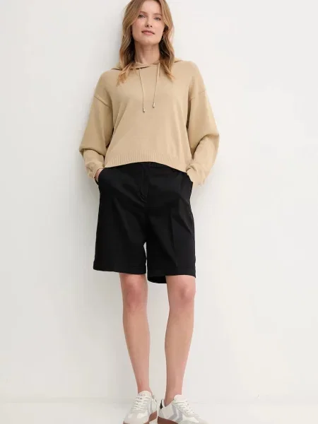 Шорти United Colors of Benetton однотонні висока посадка чорний