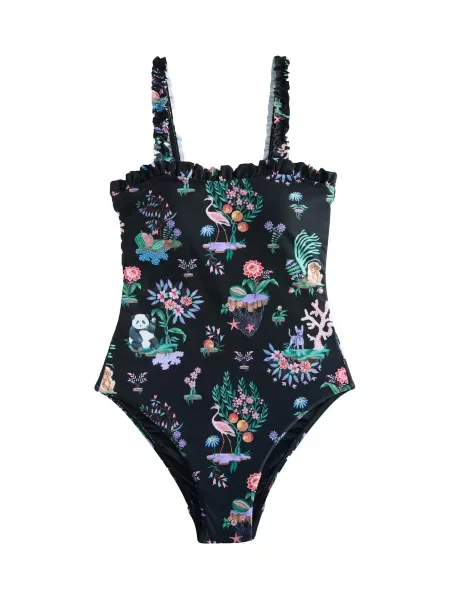 Cath Kidston Costum de baie întreg verde / roz deschis / negru alb