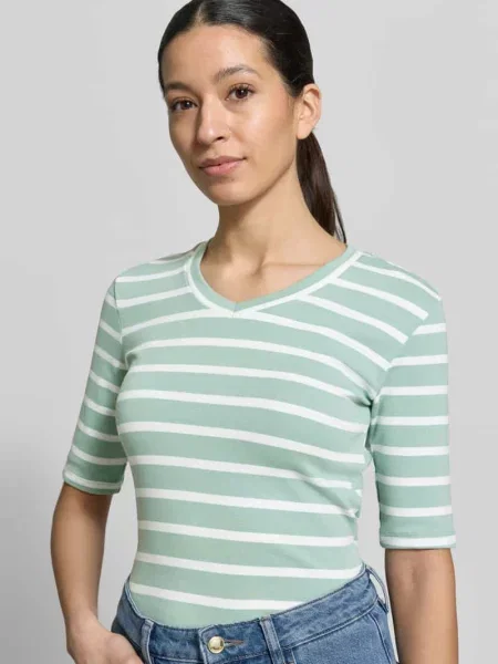 T-shirt z wzorem w i dekoltem w serek Christian Berg Woman