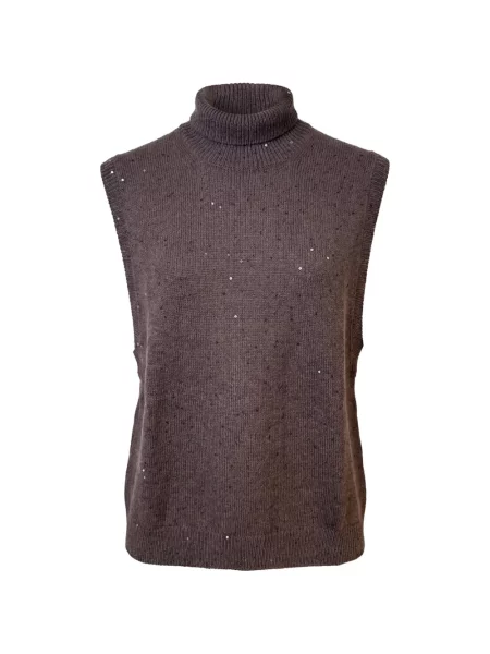 Pulover Brunello Cucinelli cu paiete maro