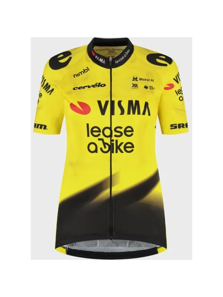 Koszulka rowerowa Team Visma Lease a Bike Replica krótki rękaw żółto-czarna XS czarna