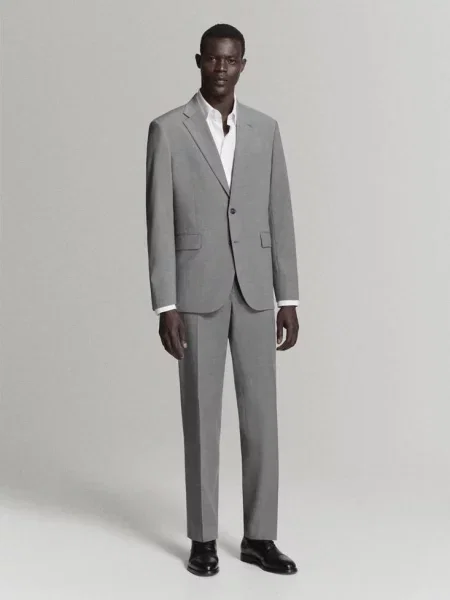 Spodnie garniturowe London regular fit Mężczyzna 46 MANGO MAN szary