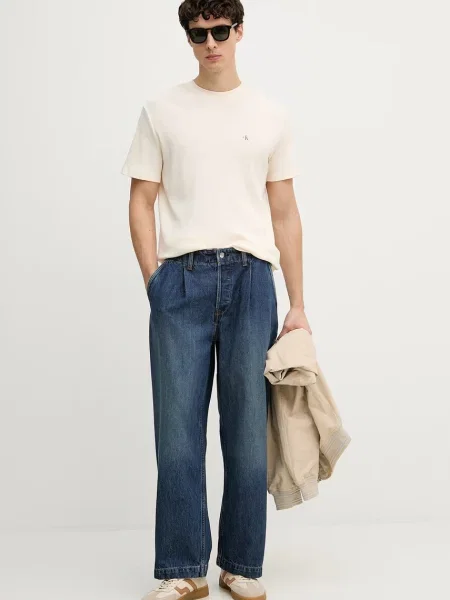 Calvin Klein Jeans kratka majica z bombažem bež