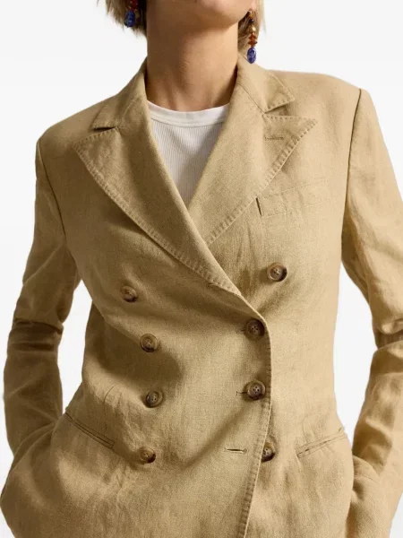 Blugi Polo Ralph Lauren cu broderie de in cu două rânduri de nasturi roz