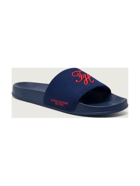 Tommy Hilfiger Papucs Logo Embroidery Canvas Sötétkék kék