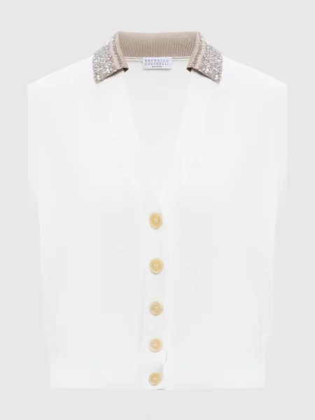 Жилет з паєтками Brunello Cucinelli білий