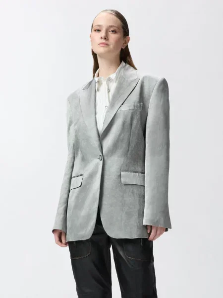 Блейзер PINKO льон/віскоза сірий