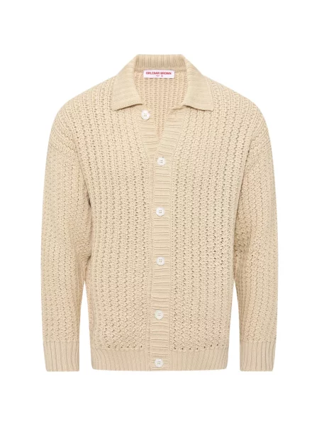 Cardigan Orlebar Brown tricotate chunky maro