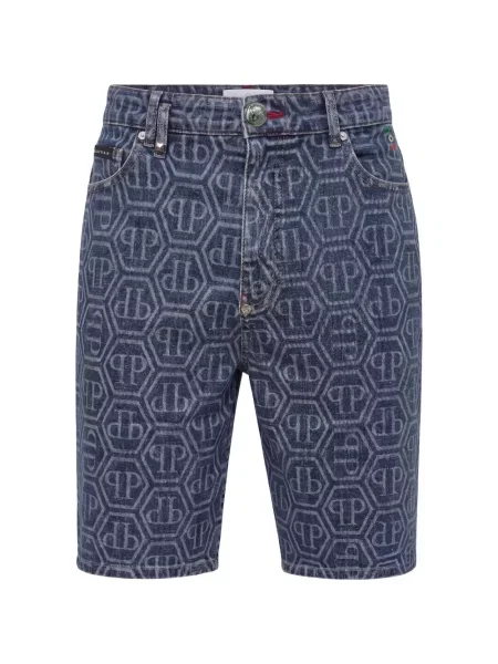 Pantaloni scurți din denim Philipp Plein albastru