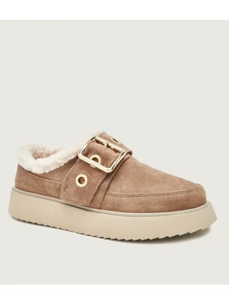 INUIKII Bocanci Micro Buckle | piele întoarsă | shearling bej