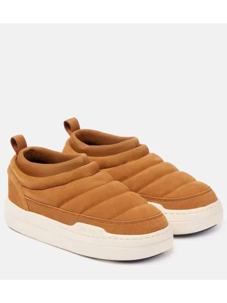 Sneakerși Moon Boot din piele de căprioară slip-on maro