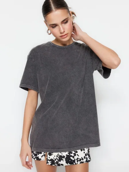 Trendyol Tricou metalic gri