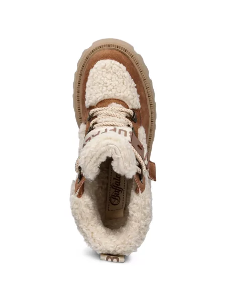 Botine Buffalo cu cataramă din piele de oaie maro