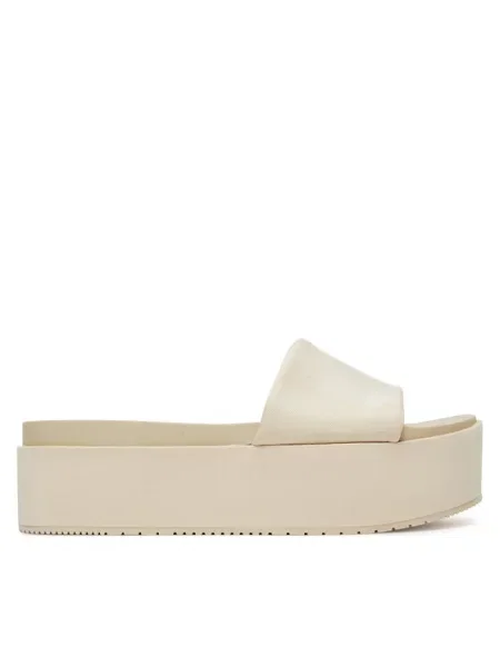 Šlepetės Calvin Klein Jeans Flatform Sandal Slide In Nylon Écru pilka