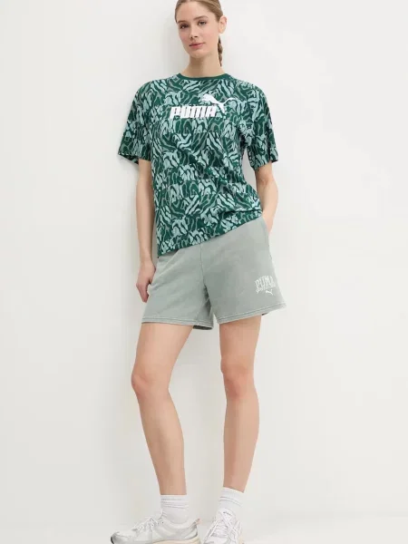 Шорти Puma з принтом висока посадка зелений