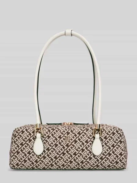 Torebka z uchwytem z wzór z logo model TH GRACE SHOULDER BAG' Tommy Hilfiger beżowa