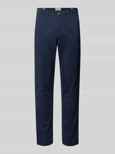 Chinosy o kroju regular fit z dodatkiem streczu model ‘MARCO’ Jack & Jones granatowe