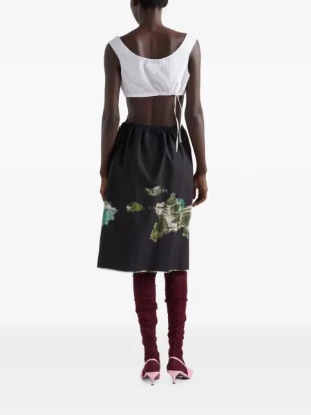 Fustă midi Prada din poplin negru