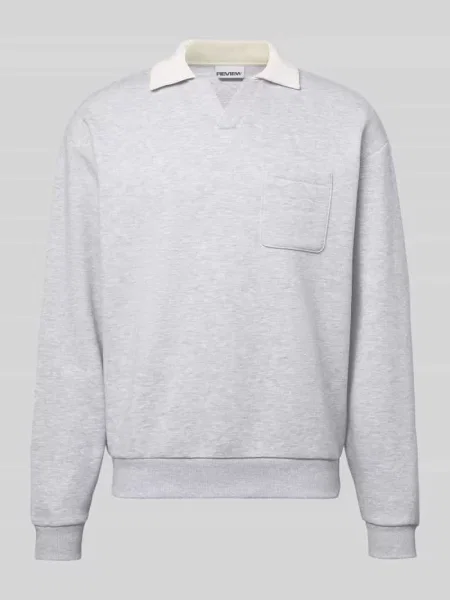 Bluza z kołnierzem w kontrastowym kolorze i kieszenią na piersi z obszyciem logo Review