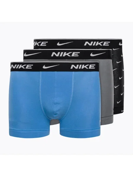 Olcsóbban. Férfi boxeralsó Nike Everyday Cotton Stretch Trunk swoosh nyomtatás/szürke/uni kék. Méret: XS szürke