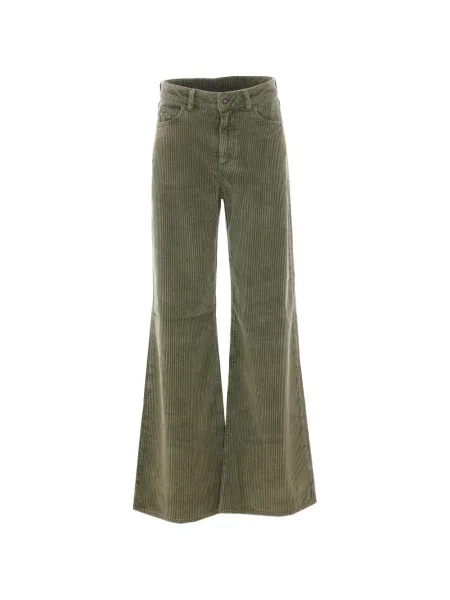 Pantaloni True Avenue de catifea cord evazate verde