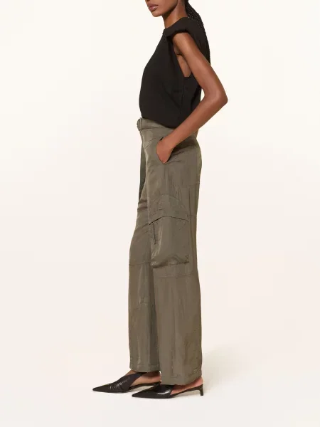 The Frankie Shop Spodnie Cargo Kelly Fluid Z Satyny gruen