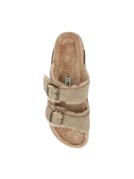 Klapki Birkenstock skórzane zielone