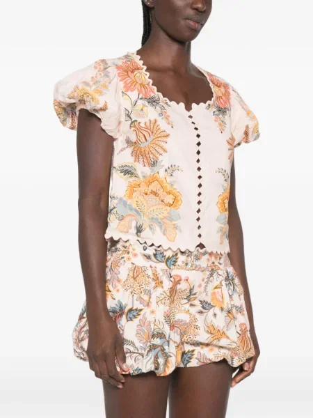 Top Farm Rio cu model floral cu imagine roz