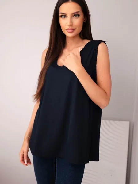 Top Kesi Włoski din dantelă negru