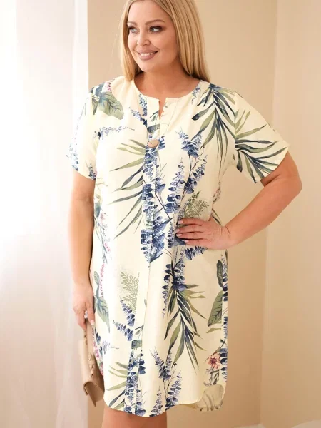 Sukienka Kesi Włoski z krótkim rękawem niebieska