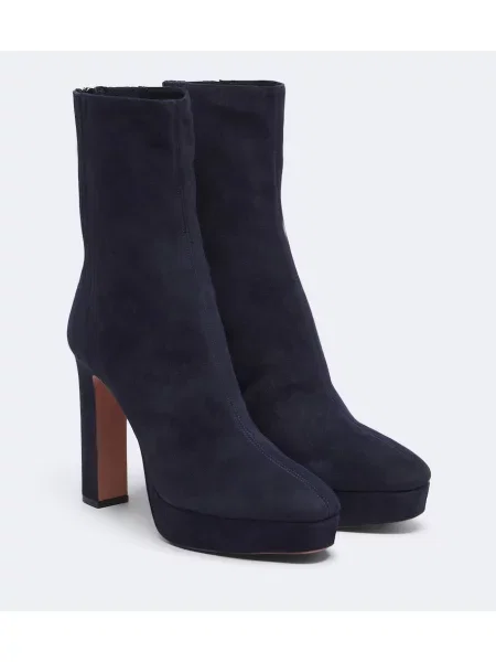 Cizme scurte Aquazzura din piele de căprioară cu platformă albastru
