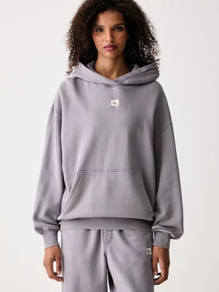 Calvin Klein Jeans hanorac cu glugă pentru femei cu alb