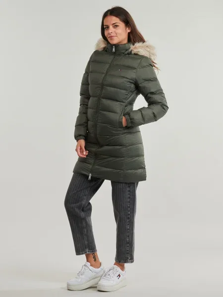 Kapucnis denim ruha Tommy Jeans zöld