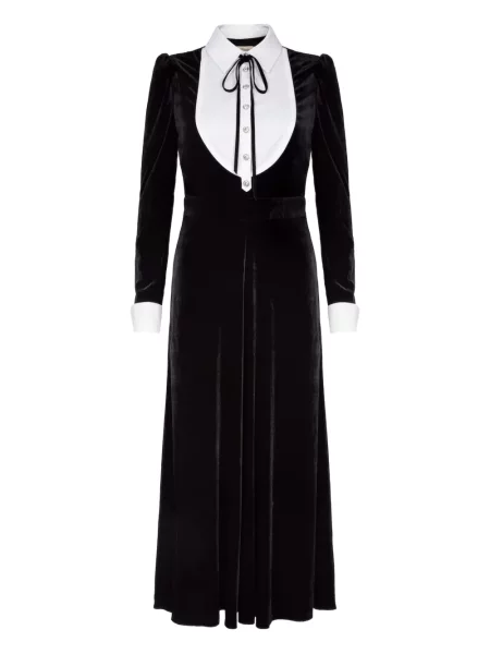 Rochie midi Temperley London de catifea negru