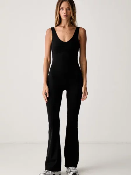 Le Privé salopetă pentru femei COMFORT FLARE JUMPSUIT negru