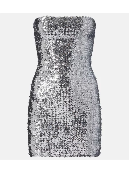 Sukienka Gucci bez ramiączek srebrna